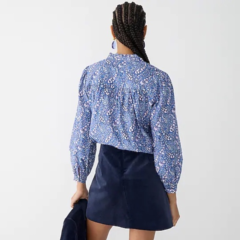J. Crew Blue Patterned Blouse - Picture 2 of 4